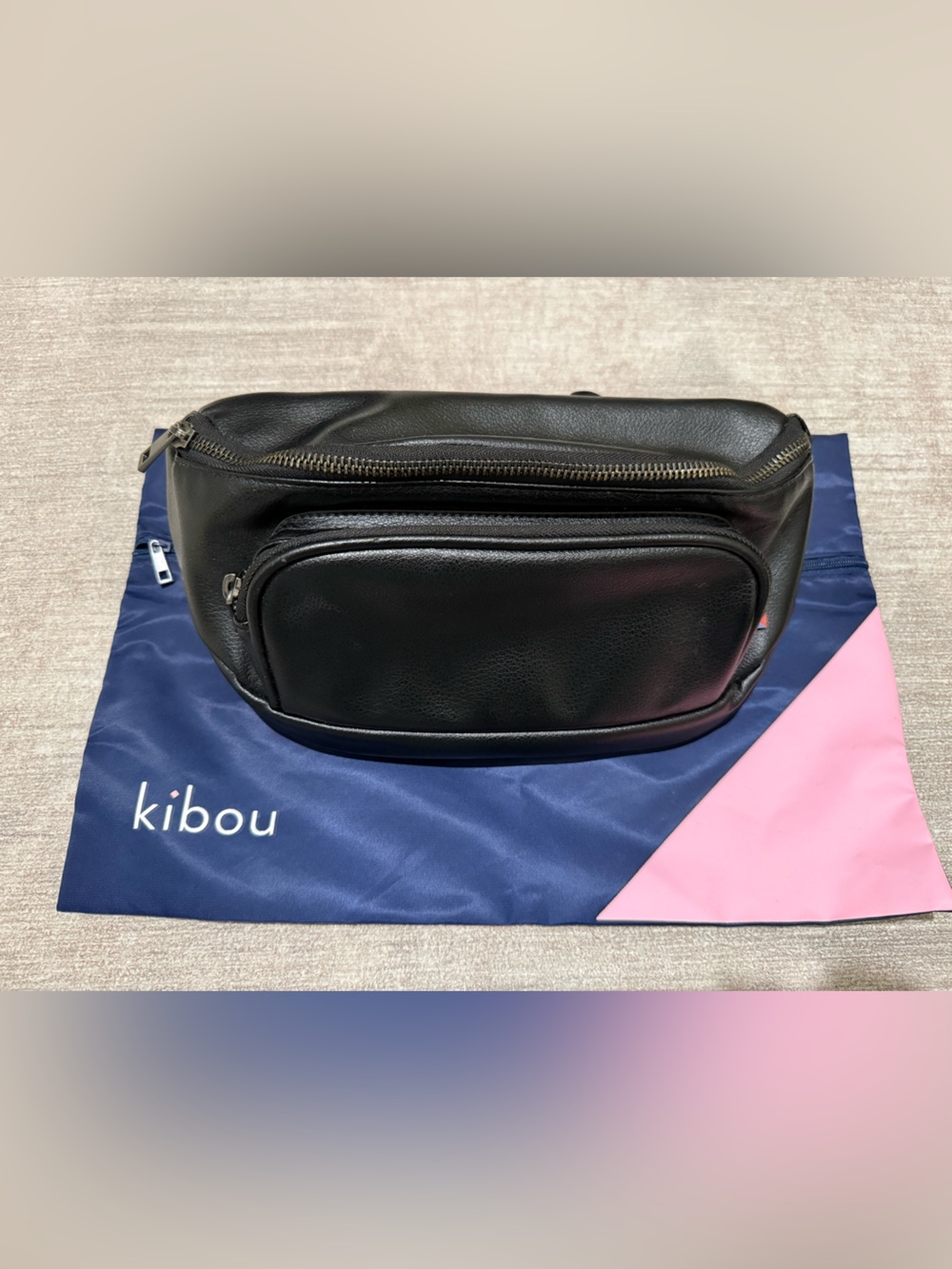 Kibou Black Vegan Leather Diaper Bag